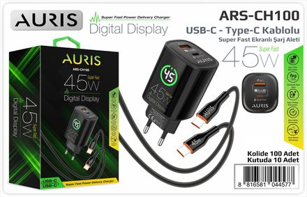 Auris CH100 45W Dijital Usb-C Typec Başlık Kablo Set